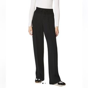 SPANX Black Wide-Leg Track Pants with Drawstring Waist